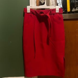 Red pencil skirt with a nice split